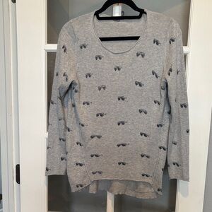 360 Sweater Gray Crew Neck with Sunglasses Pattern cotton cashmere